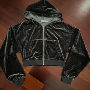 Grey velvet Women's Hoodie Jacket
